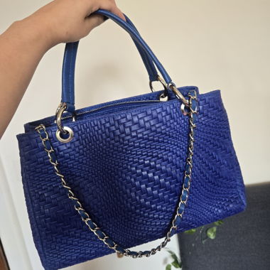 Blue bag with gold details