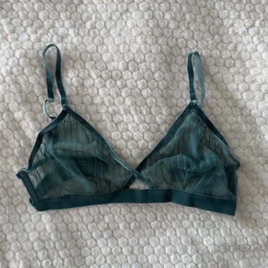 Weekday Green Mesh/Velour Bra Top