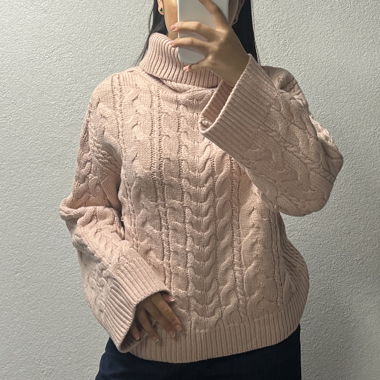 Maglione a Collo Alto Rosa
