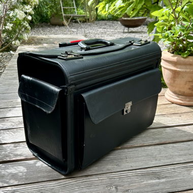 Rollkoffer Pilotenkoffer Vintage Leder schwarz