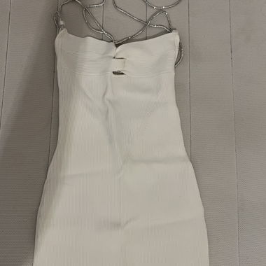 White strappy dress with rhinestones