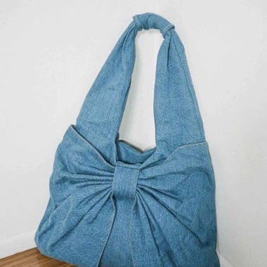 Borsa a tracolla in denim con manici My Mum made it blu