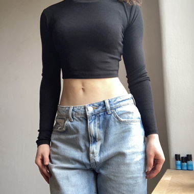 Crop Top / Oberteil / Shirt langarm schwarz S
