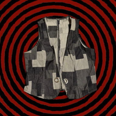 Gilet patchwork grigio e nero pre-loved 