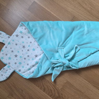 Baby swaddle blanket with ears, turquoise