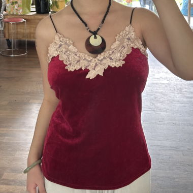 japanese vintage: red velvet camisole