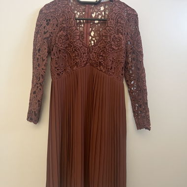 ZARA lace dress XS in rust brown