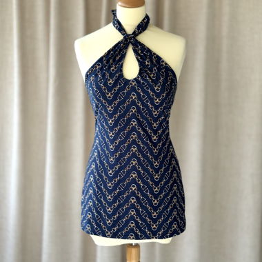 Top annodato con stampa catene blu - Yes or No