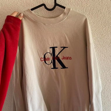 Cream and brown Calvin Klein knitted sweater