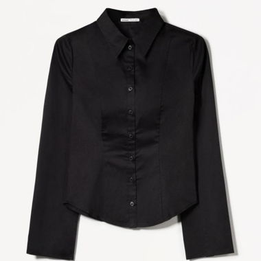 Camicia blusa nera a maniche lunghe